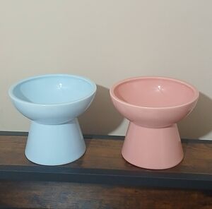 Ceefu Set of Blue and Pink Cat Bowls
